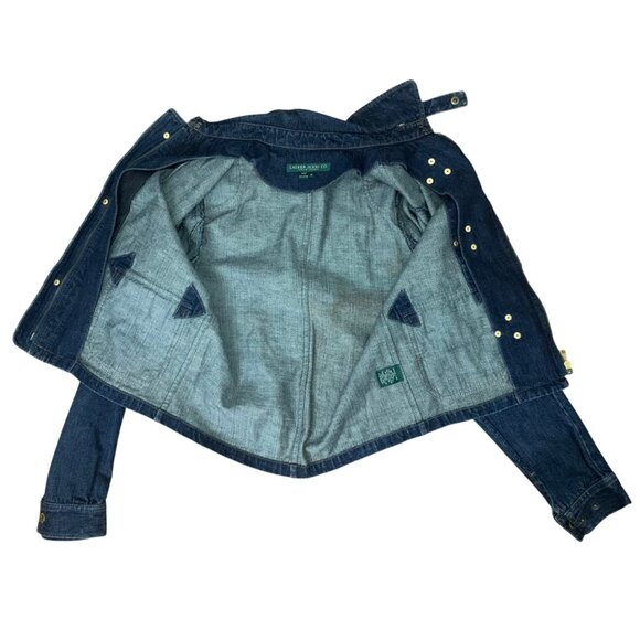 VTG LAUREN JEANS CO Denim Blue Fireman Clasp Jacket Womens SZ XS Coat 90s EUC - Picture 7 of 8